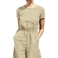 thumbnail image 4 of ORQ Women Solid Girdle The Waist Pocket Short Sleeve Jumpsuit, 4 of 4