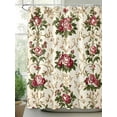 thumbnail image 2 of Fsddascl Boho Pink Red Floral Shower Curtain Set - Standard 72" x 72" Washable Bathtub Curtain with 12 Hooks, Farmhouse Vintage Flower Green Leaf Waterproof Fabric Stall Shower Curtains for Bathroom, 2 of 6