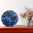 thumbnail image 2 of 10" Artistic Round Wall Decorative Desk Clock Wall Clock Home Decor Blue Rose Pattern, 2 of 6
