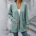 thumbnail image 4 of QUYUON Ladies Sweaters Cardigan Deals Long Sleeve 3/4 Sleeve Cardigan Polyester Womens Long Cardigan Sweaters Cardigan Jacket Style Q-7395 Fall Cardigan Sweater Outerwear Coat Green M, 4 of 5