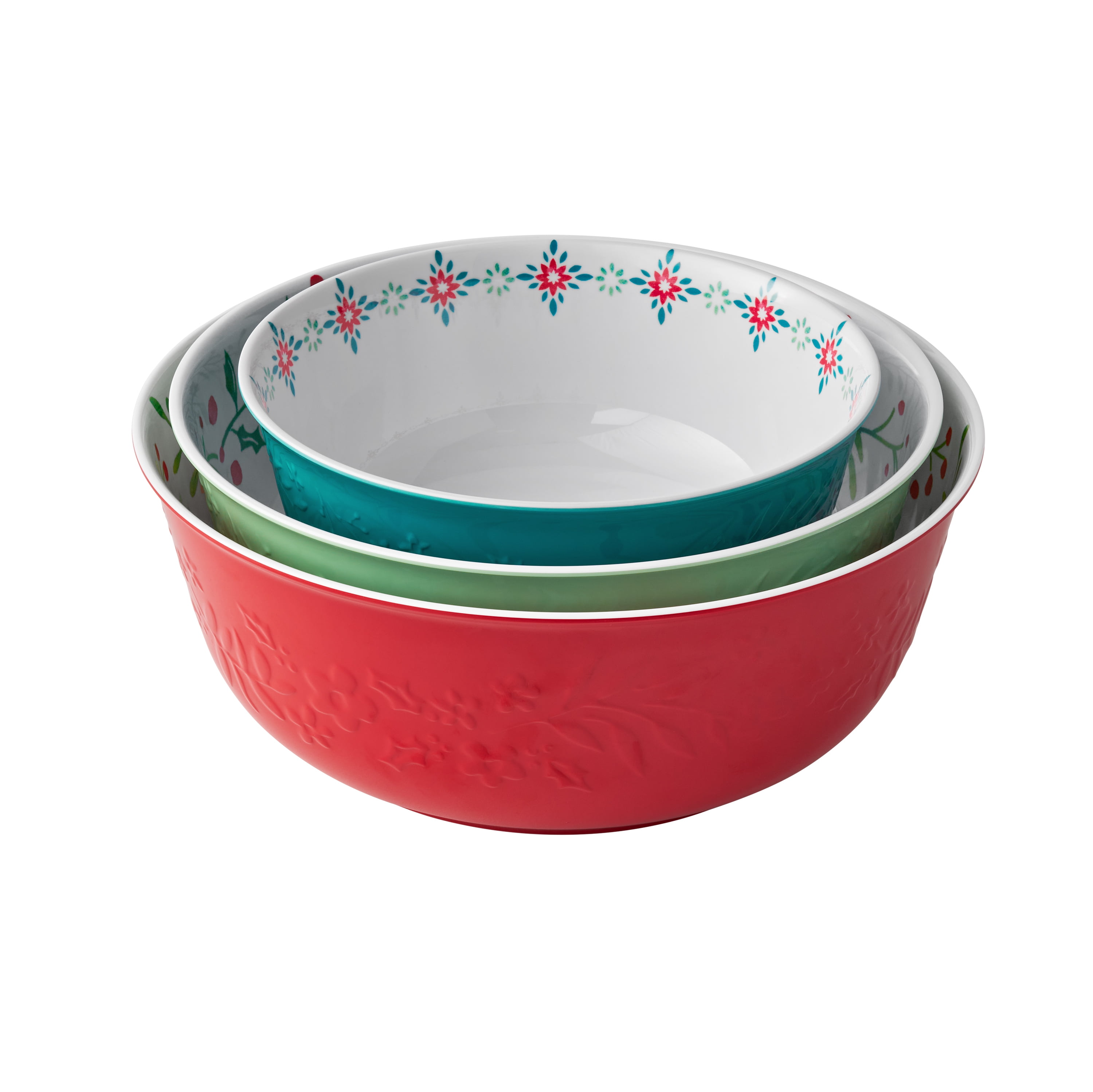The Pioneer Woman 6-Piece Merry Meadows Melamine Serveware Bowl Set, Multi-color