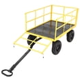 thumbnail image 2 of Heavy Duty Mesh Steel Garden Cart, 1500 Lbs Capacity Folding Utility Wagon with Removable Sides and Wheels for Transporting Gardening Soil Tools and Plants, Yellow, 2 of 10