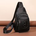 thumbnail image 6 of Leather Sling Bag Purse for Women Chest Crossbody Shoulder Bags Travel Daypack for Men and Women Brown Big, 6 of 6