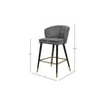 thumbnail image 4 of City Sleek Modern, Contemporary Velvet Upholstered Counter Height Stool with Channel Tufting and Gold Tipped, Black Metal Legs, Grey, 20" W x 21" D x 36.5" H, 4 of 6