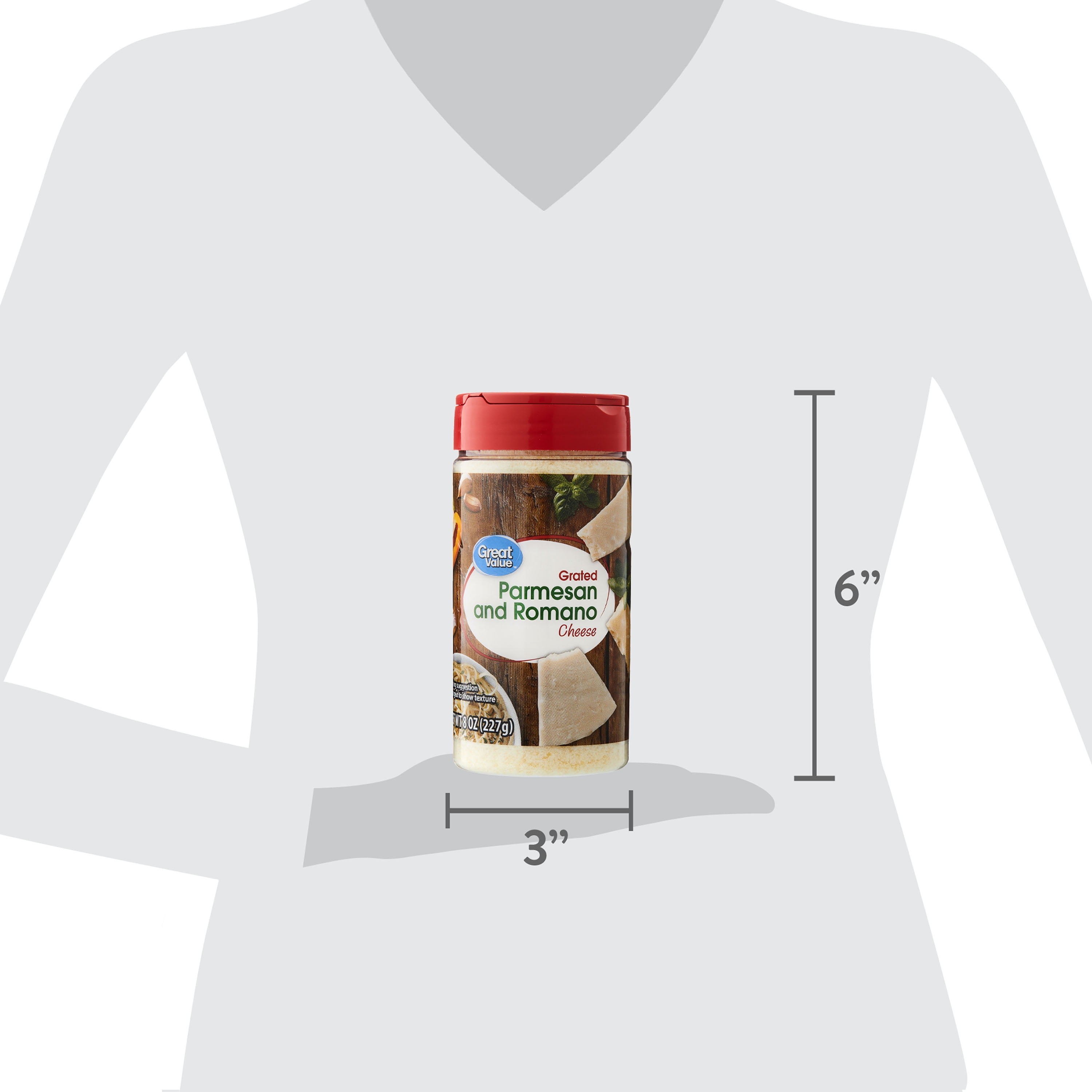 Great Value Grated Parmesan and Romano Cheese, 8 oz Shaker