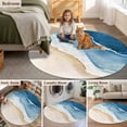 thumbnail image 6 of Beach Ocean Wave Round Living Room Rugs 8 ft, Blue Watercolor Painting Washable Large Area Rug with Non-Slip Sturdy Edge Binding Round Carpet for Dining Room Kitchen Office, 6 of 9