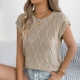 thumbnail image 5 of Hxlamzoo Women's Cable Knit Sleeveless Blouse Round Neck Loose Fit Casual Summer Knitted Tops, 5 of 8