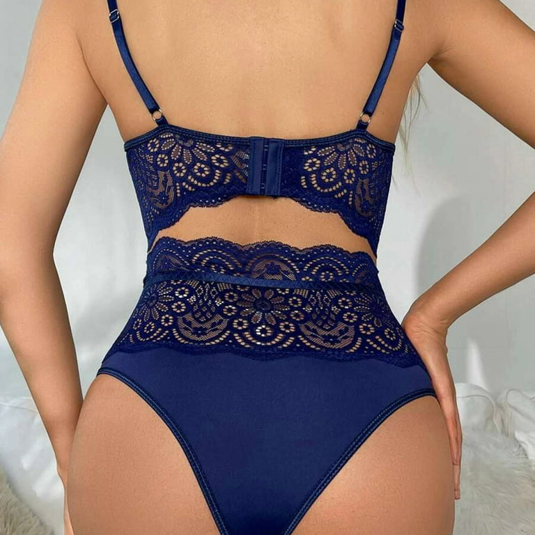 PMUYBHF Women Lingerie Lace Crochet Cutout Embroidery Bra and High Waist  Panty Set Push Up Sets Athartle Bodysuit Lingerie for Women with Stockings  Womens Boy Shorts underwear Seamless Cotton 