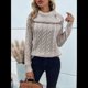 thumbnail image 4 of Suéter de Mujer con Cuello Alto y Mangas Raglán de Punto Caqui M, 4 of 10