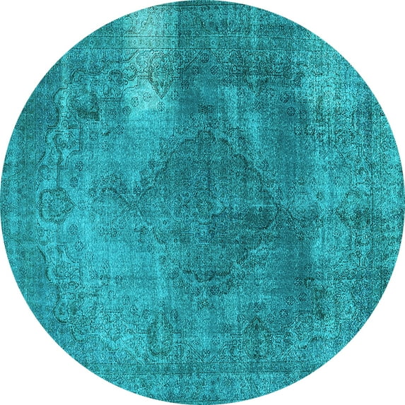 Ahgly Company Indoor Round Oriental Light Blue Industrial Area Rugs, 3' Round