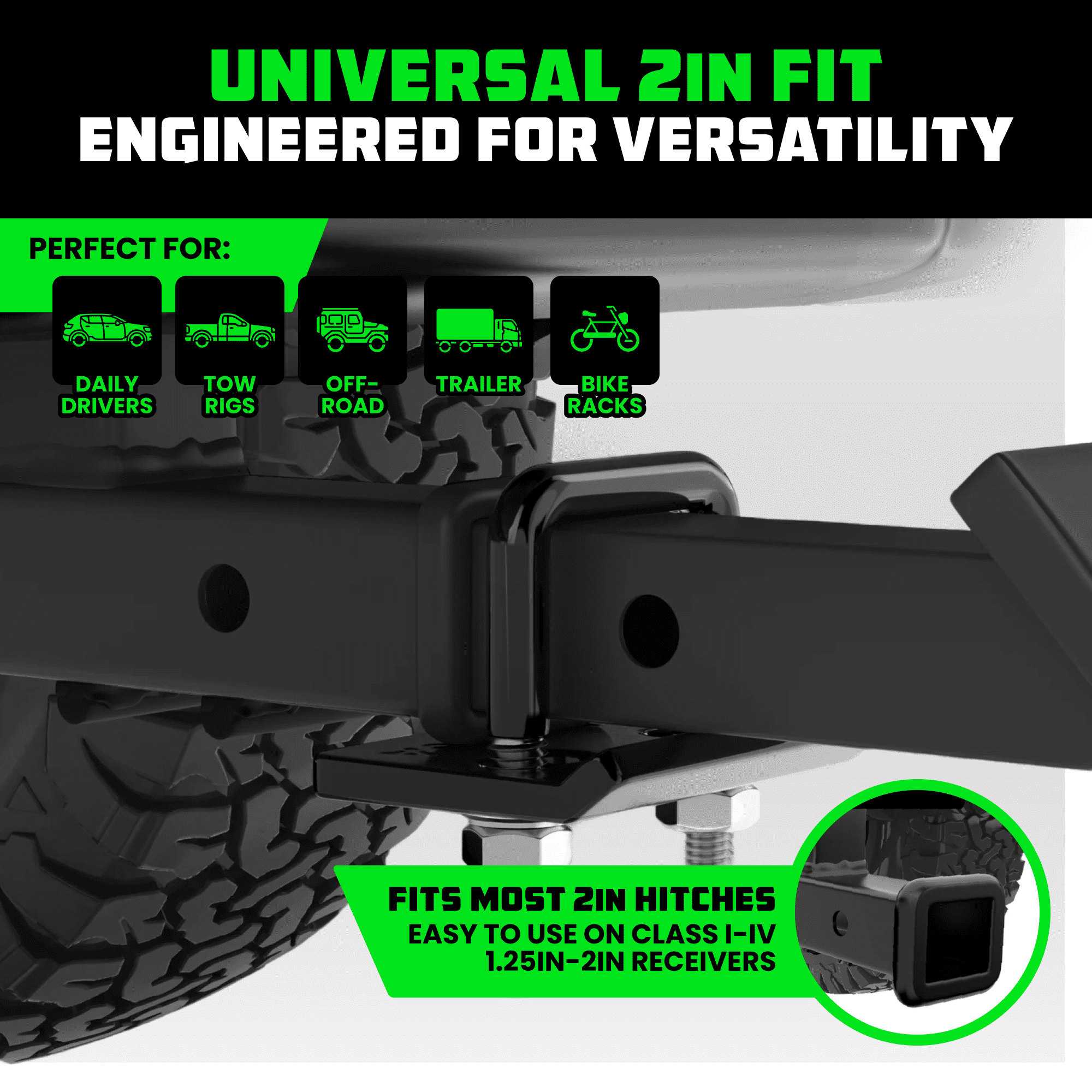 Rhino USA Anti-Rattle Hitch Tightener - 2 inch Hitch Reciever