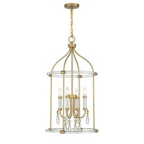 Mayfair 4-Light Pendant in Warm Brass and Chrome