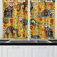 thumbnail image 2 of CADecor Sugar Skull Dia De Los Muertos Window Treatment Panel Curtains Window Curtain Kitchen Curtain,Two Piece 26x39 Inches, 2 of 4