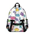thumbnail image 3 of White Cartoon Dinosaurs Pattern Cute School Backpack Bag for School with Padded Back and Adjustable Shoulder Straps 15.25"x11.5"x5.25", 3 of 5