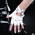 thumbnail image 2 of Guantes punk Vhermosa de cuero PU para mujer Manoplas con remaches Medio dedo, 2 of 4