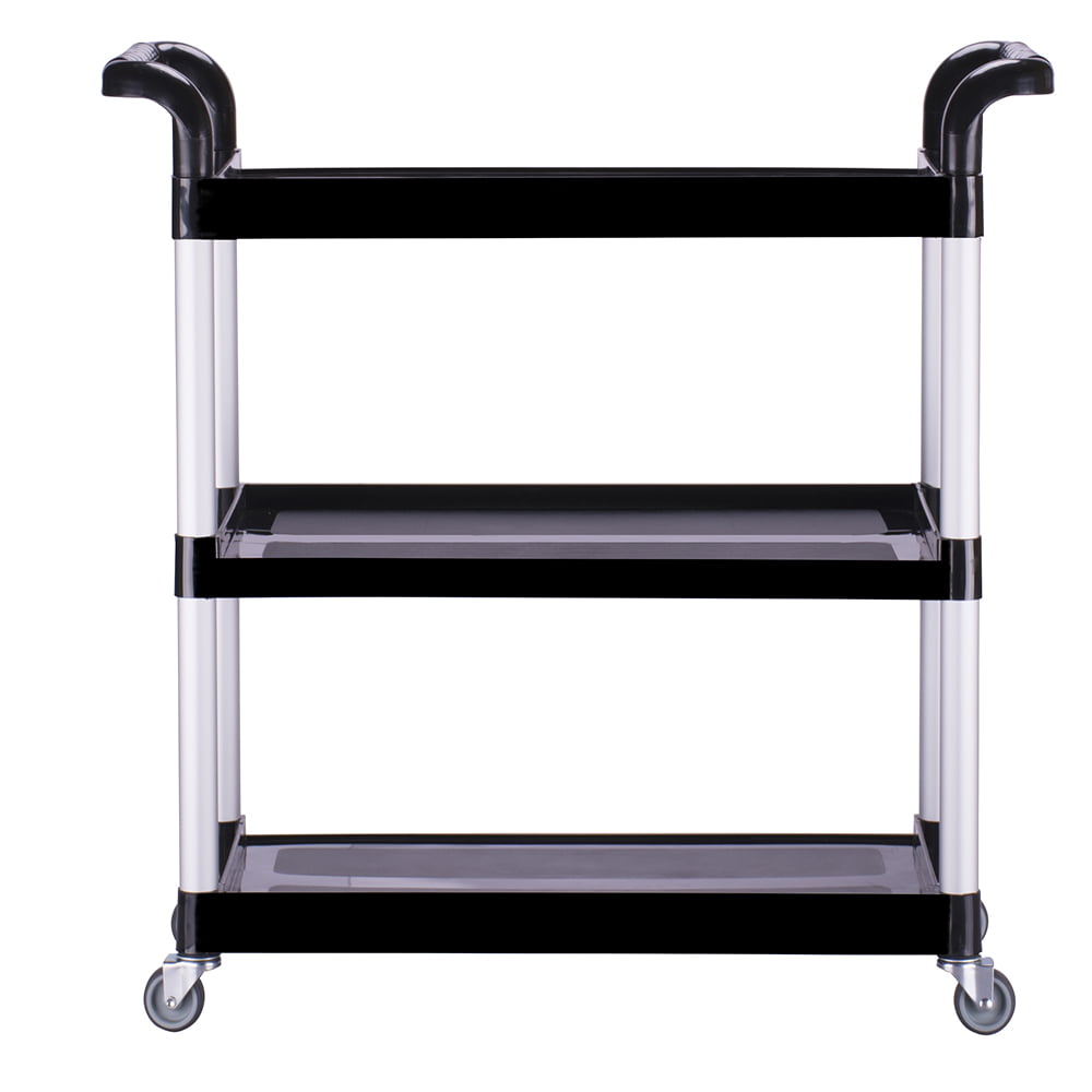 Capacity Black Heavy Duty 3-Shelf Rolling Service/Utility/Push Cart 390 lbs 