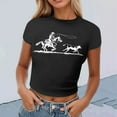 thumbnail image 2 of Western Cowboy Rodeo Tees for Women Cowgirl Country Concert Graphic Short Sleeve Crop T-Shirts Fashion Y2K Tops, 2 of 4