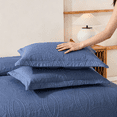 thumbnail image 3 of 3 PCS Solid Color Ultrasonic Lightweight Quilt Bedspread Set, Breathable Bed Cover, Modern All Season Bedding, 3 of 9