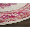 thumbnail image 4 of 8â€™ Round Ivory and Fuchsia Distressed Area Rug, 4 of 8
