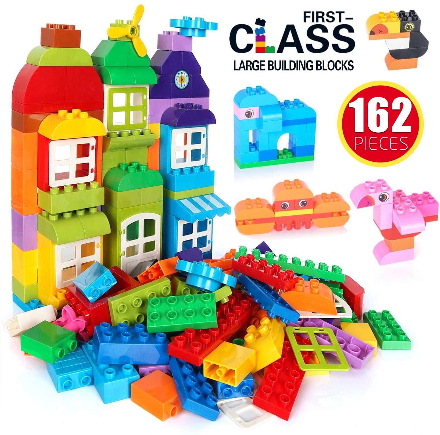 95pcs Toddlers Big Building Blocks Set Exercise N Play Kids Pre-School Toy Early Learning Big Building Blocks for Boys Girls Aged 12-40 Month 