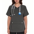 thumbnail image 2 of Scrub Tops Women with Pockets Short Sleeve V-Neck Solid Color Protective Clothing Work Clothes Tops, 2 of 5