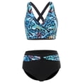 thumbnail image 2 of SWSMCLT Women's V Neck Bikini Set Swimsuit 2 Piece High Waisted Bathing Suit Full Coverage Tribal Printed Push Up Ruched Twist Front Swimming Swimwear Animal Print X-Large, 2 of 4