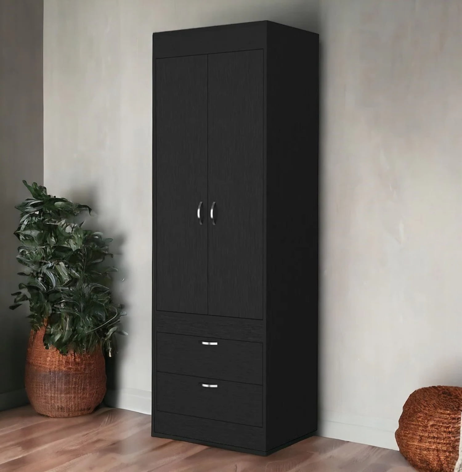 HomeRoots 23" Black Two Drawer Dresser