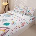 thumbnail image 3 of Erosebridal Cartoon Cloud Pattern Zipper Twin Comforter Sets with Fitted Sheet and 2 Pillowcases,Rainbow Star Print Zipper Bedding Set,Pink Teal Yellow,Reversible, 3 of 6