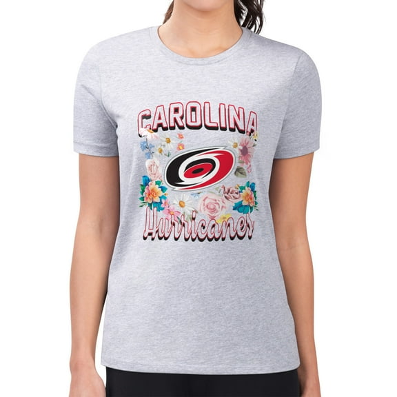 Women's G-III 4Her by Carl Banks Heather Gray Carolina Hurricanes Super-Slim Fit Lightweight Flower Logo T-Shirt