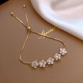 thumbnail image 1 of Nueva pulsera de mujer brillante chapada en oro ajustable con diamantes de imitación completamente con incrustaciones, pulsera de circón con forma de gota a la moda, regalo de joyería, 1 of 5