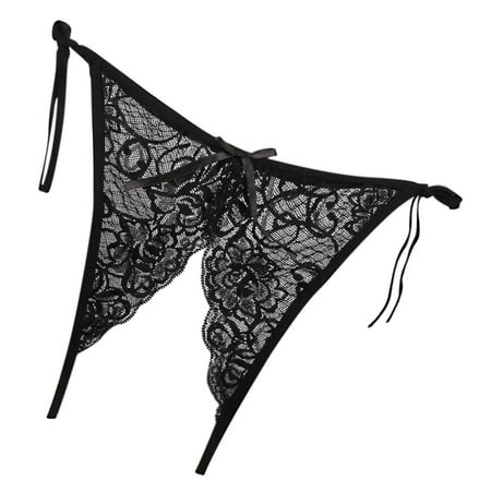 Womens Sexy Panties Womens Thongs Underwear Sheer Panty Black Lace Shorts One Size