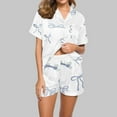 thumbnail image 2 of Diufon Womens Loungewear Sets Lapel Button Short Sleeve Tops Elastic Waist Shorts Pjs Sets, 2 of 4