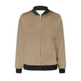 thumbnail image 5 of ZQGJB Lightweight Bomber Jacket for Women Plus Size Casual Full Zip up Long Sleeve Windbreaker Trendy Oversized Baggy Moto Outwear Coat with Pockets Khaki XXXXXL, 5 of 5