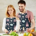 thumbnail image 3 of Dark Blue Princess Castle Pattern Apron-Garden Aprons for Women with Pockets-Cotton Linen Waterproof Kitchen Cooking Gardening Aprons Adjustable for Kitchen,Cooking,BBQ and Salon 33x27 Inch, 3 of 7