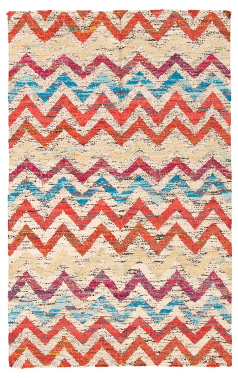 ECARPETGALLERY 5'2" x 7'2" Flat-weaves & Kilims Sari Silk Hand Made Area Rug for Living Room, Dining Room and Bedroom in Ivory