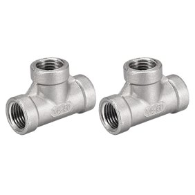 Stainless Steel 304 Cast  Pipe Fitting,1/4BSPT Female Thread,Class 150,Tee Shaped Connector Coupler 2pcs
