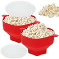 thumbnail image 1 of DEBGFS 2 Pcs Moule à Maïs Soufflé pour Micro-Ondes Réutilisable en Silicone avec Couvercle et Poignée, Bol à Maïs Soufflé Pliable Résistant à la Chaleur, Va au Lave-Vaisselle pour la Maison et les Fêtes, Rouge, 1 of 8