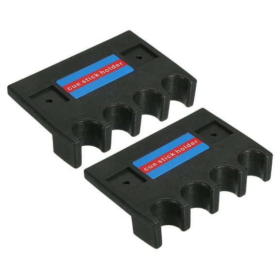 Uxcell 4 Holes Cue Holder, Plastic Portable Pool Stick Holder Cue Rest Against Table for Billiard, Black,2Pcs