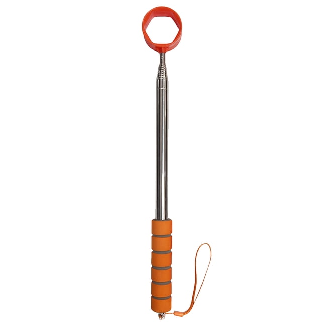 Outil de Récupération de Balle de Golf Télescopique 2,7m/8,86 Pieds en Acier Inoxydable, Cadeaux de Golf pour Golfeurs Orange