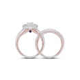 thumbnail image 3 of 14kt Two-tone Gold Princess Diamond Bridal Wedding Ring Band Set 1-1/2 Cttw, 3 of 4