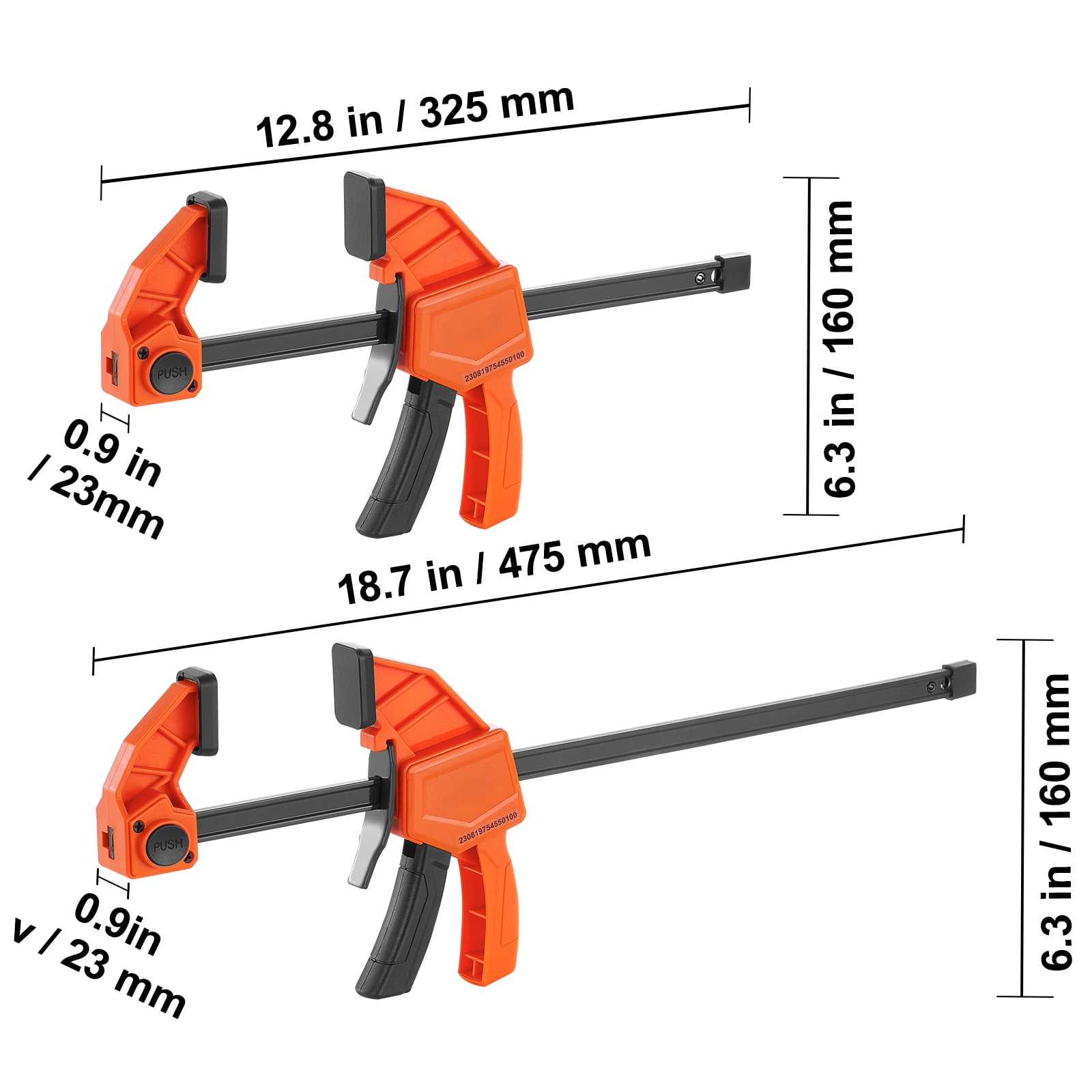 KFFKFF Bar Clamps for Woodworking, 4-Pack 6" and 2-Pack 12" One-Handed Clamp/Spreader, Quick-Change F Clamp with 150 lbs Load Limit, Plastic and Carbon Steel, Wood Clamps for Woodworking Metal
