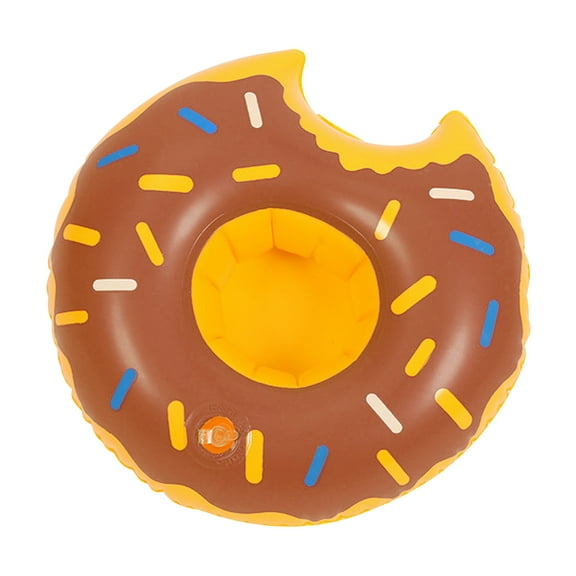 Water Inflatable Cup Holder Donut Floating Coaster for Swimming Pool Party Decor (Brown)