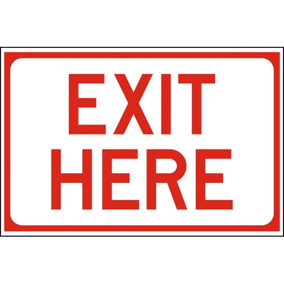 Vinyl Stickers - Exit Here Sign - Safety and Warning Warehouse Signs Stickers - 3.5" x 5" - 3 Pack