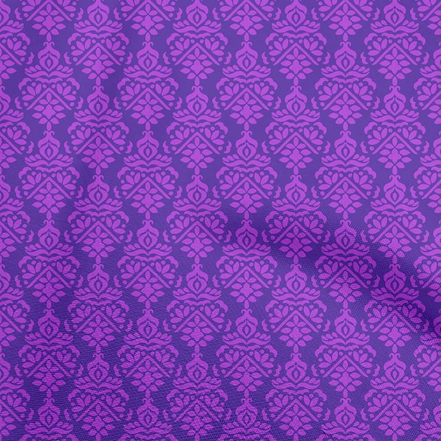 oneOone Georgette Viscose Purple Fabric Damask Sewing Craft Projects Fabric Prints By Yard 42 Inch Wide