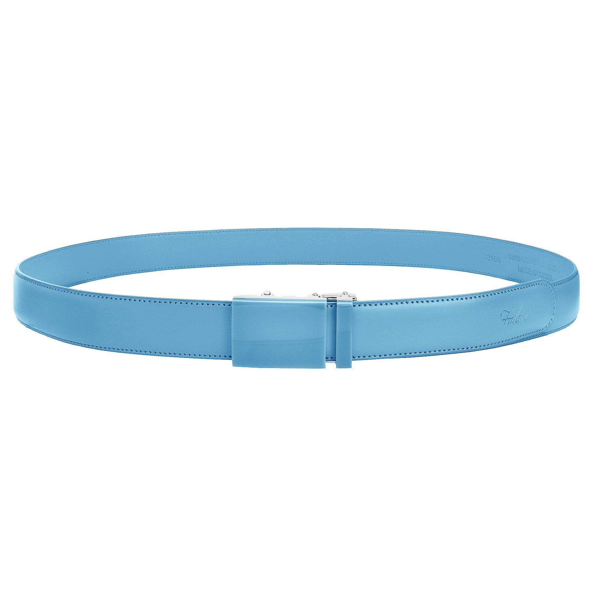 Falari Men's Genuine Leather Ratchet Belt Light Blue photo 2