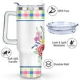 thumbnail image 3 of 40oz Pioneer Colorful Floral Stainless Steel Flip Straw Tumbler with Lid and Straw Spill Proof Travel Cup Double Wall Vacuum Insulated Coffee Mug with Handle White, 3 of 7