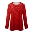 thumbnail image 3 of Womens Valentine Day Shirts Crew Neck Love Heart Print Cute Tunic Tops Long Sleeve Funny Plus Size Tops Pink 2XL, 3 of 5