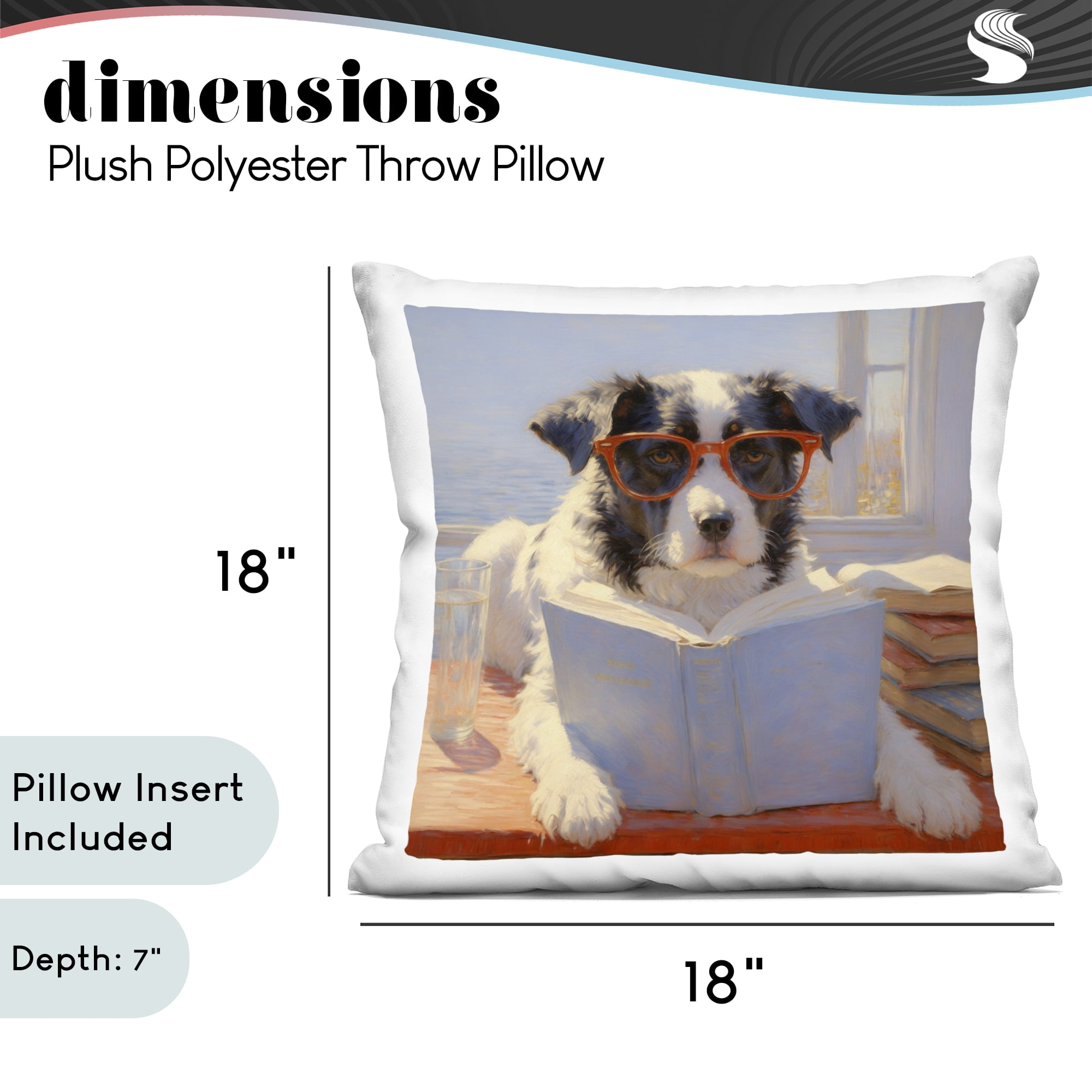 Stupell Industries Sunlit Dog Reading By Window Decorative Printed Throw Pillow, design by Angie Hawke, 18 x 7 x 18