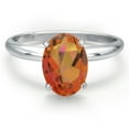 thumbnail image 3 of Gem Stone King 14K White Gold Twilight Orange Mystic Quartz Solitaire Engagement Ring for Women | 1.80 Cttw | Oval 9X7MM | Gemstone Birthstone | Size 5, 3 of 6