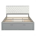 thumbnail image 5 of Modern Wood Storage Queen Platform Bed Frame, Button Tufted Headboard with Hidden Storage Shelves, 4 Drawers and Double Layer Shoe Rack, No Box Spring Needed, Gray, 5 of 14